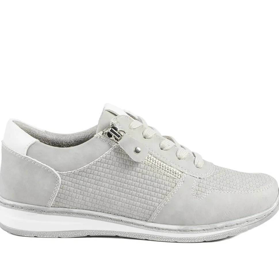 Wide Fit Casual Zip & Lace Trainers - Grey