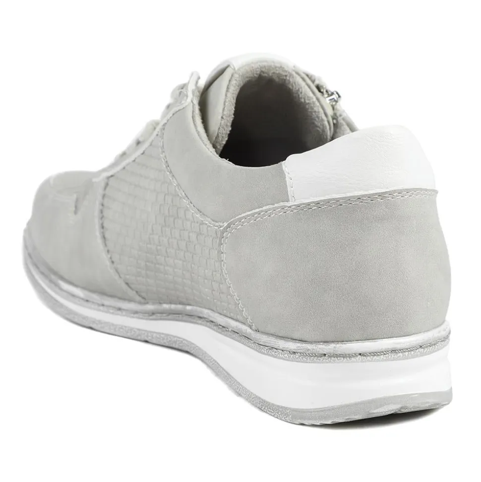 Wide Fit Casual Zip & Lace Trainers - Grey