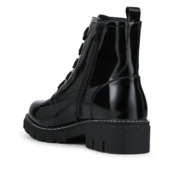 Wide-Fit Chunky Ankle Boots - Black Patent