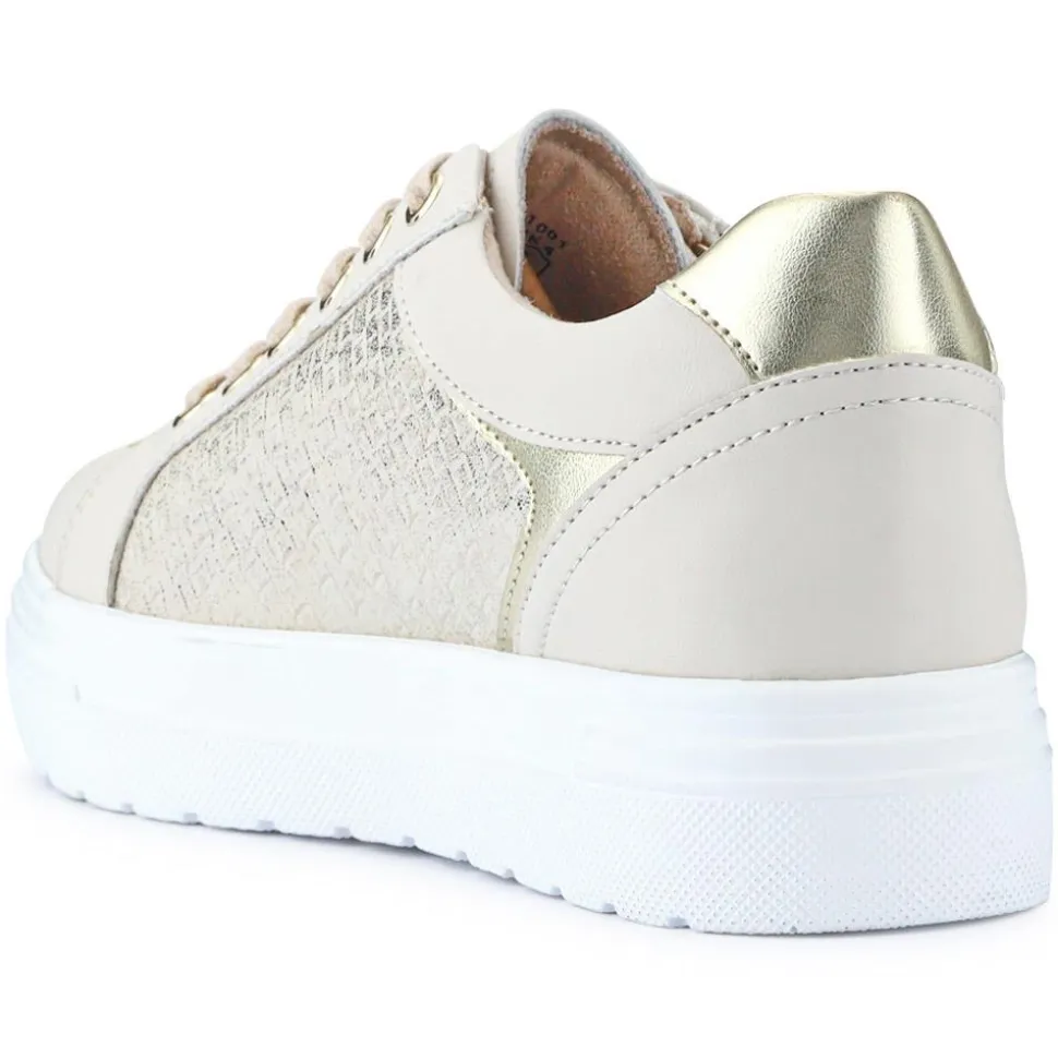 Wide Fit Chunky Lace-Up Trainers - Beige