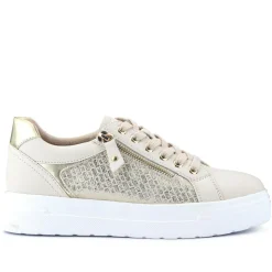 Wide Fit Chunky Lace-Up Trainers - Beige
