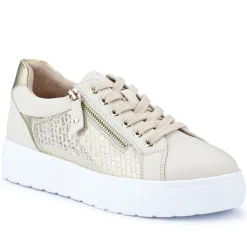 Wide Fit Chunky Lace-Up Trainers - Beige