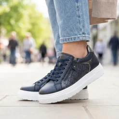 Wide Fit Chunky Lace-Up Trainers - Navy