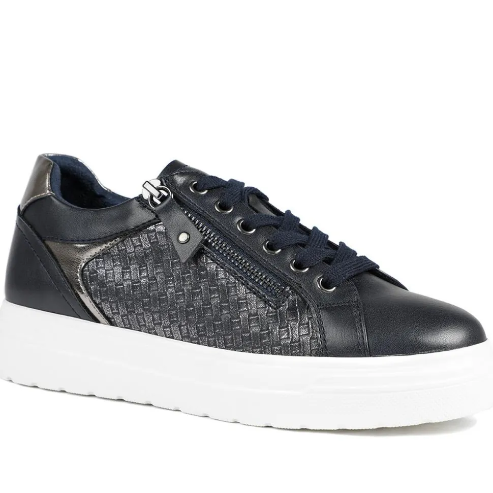 Wide Fit Chunky Lace-Up Trainers - Navy