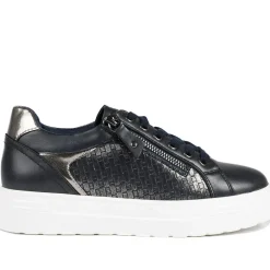 Wide Fit Chunky Lace-Up Trainers - Navy