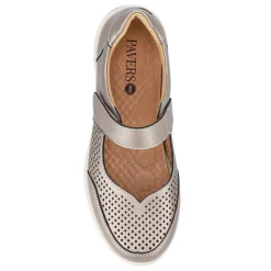 Wide Fit Chunky Leather Mary Janes - Pewter