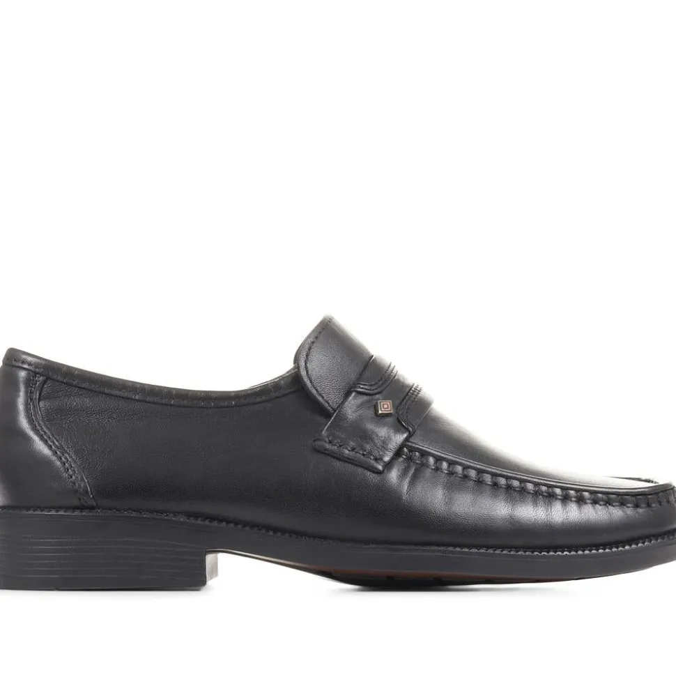 Wide Fit Classic Leather Loafers - Black