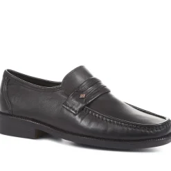 Wide Fit Classic Leather Loafers - Black