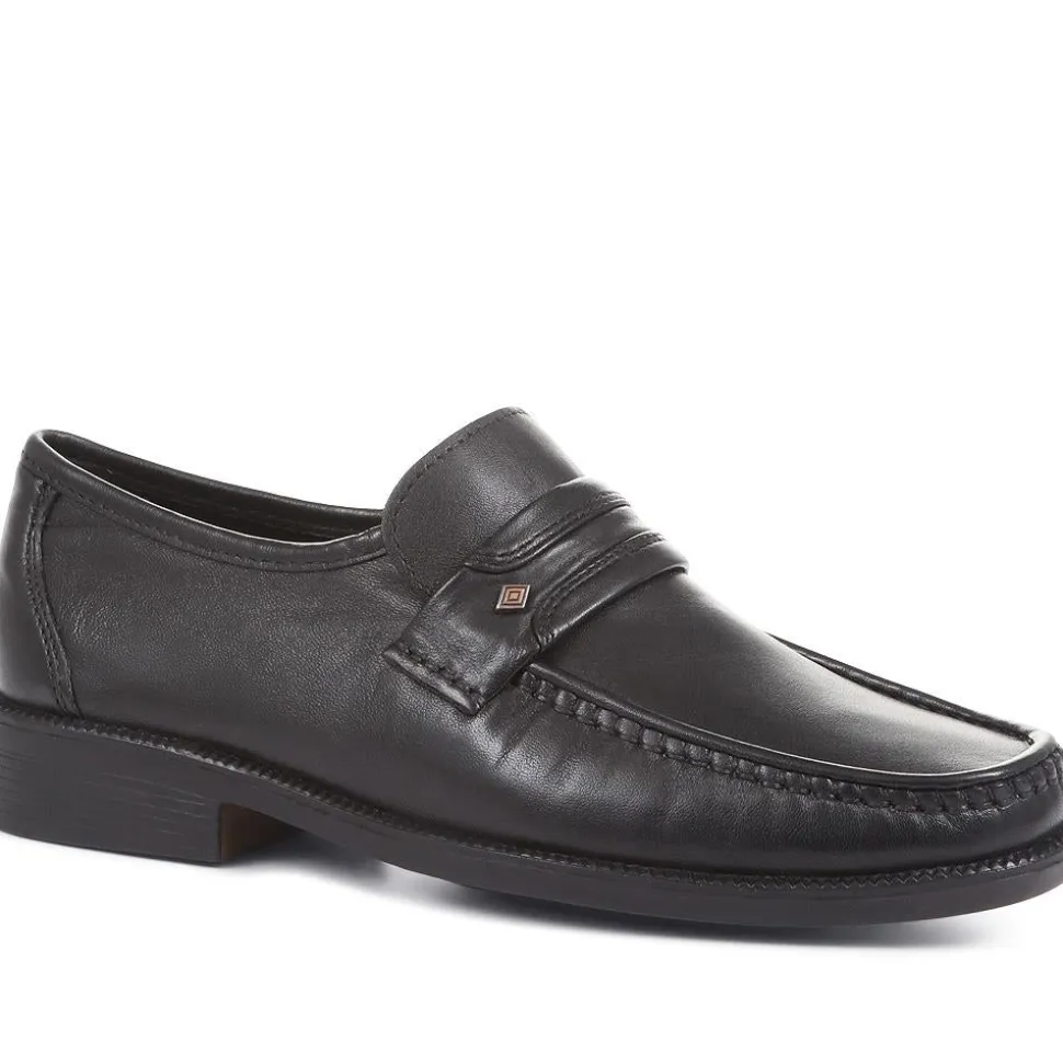 Wide Fit Classic Leather Loafers - Black