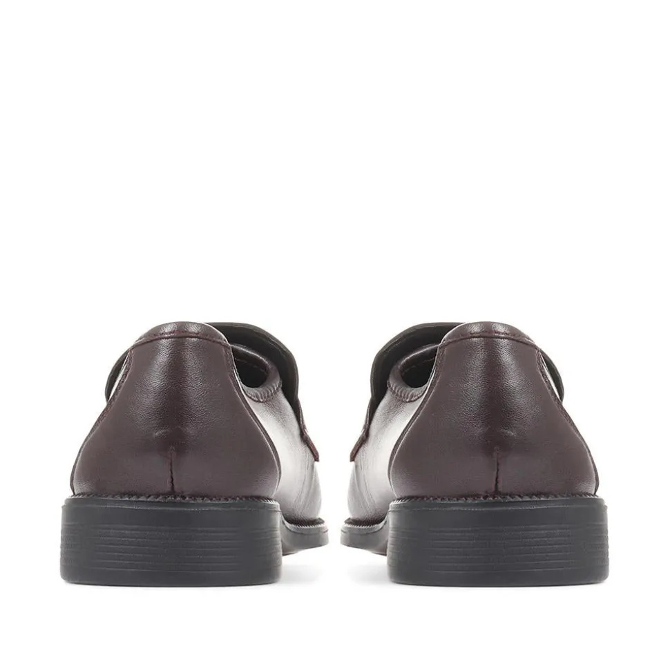 Wide Fit Classic Leather Loafers - Burgundy
