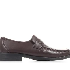 Wide Fit Classic Leather Loafers - Burgundy