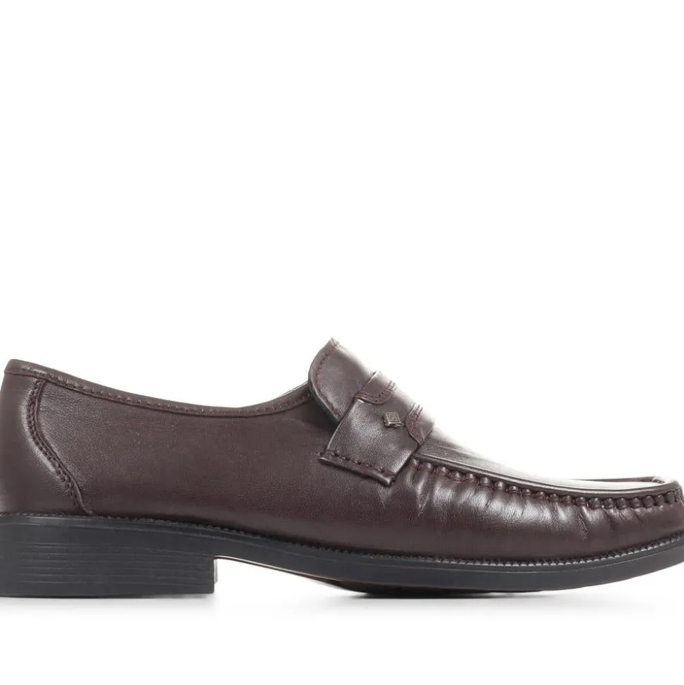 Wide Fit Classic Leather Loafers - Burgundy