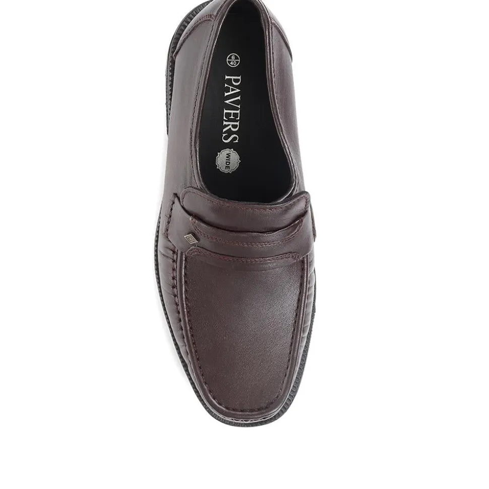 Wide Fit Classic Leather Loafers - Burgundy