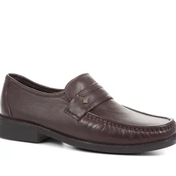Wide Fit Classic Leather Loafers - Burgundy