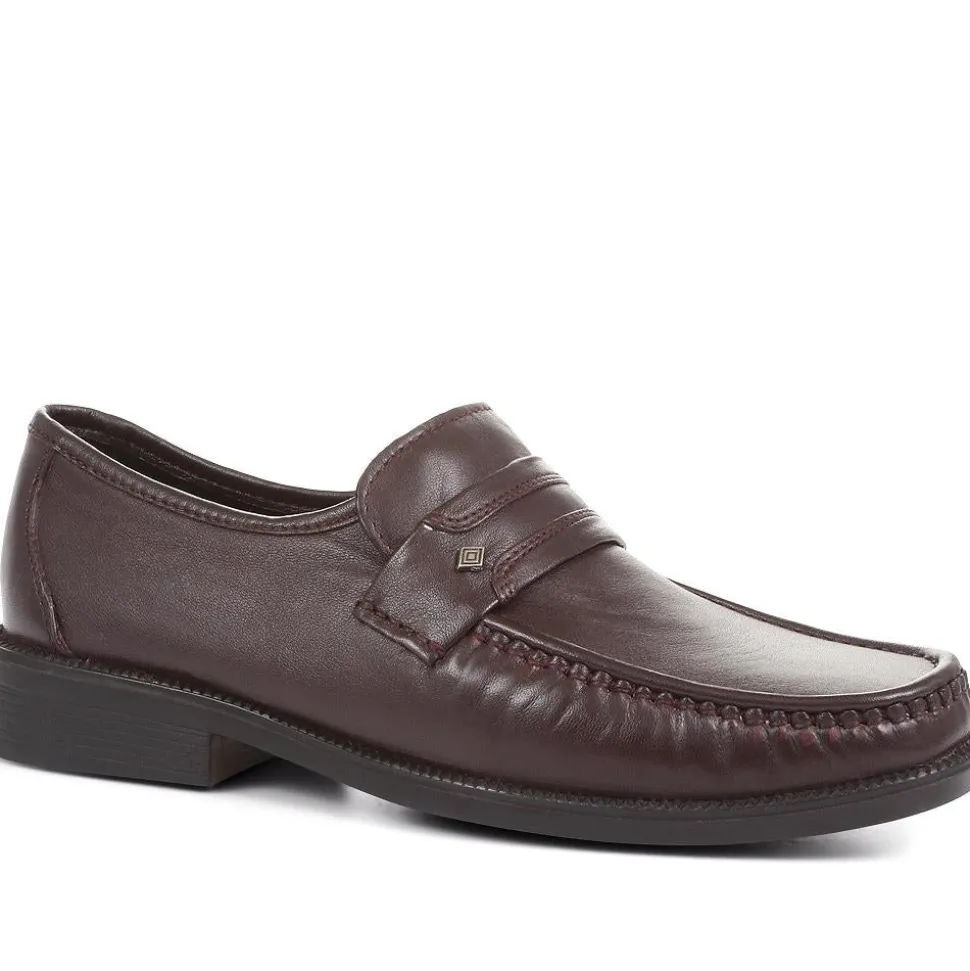 Wide Fit Classic Leather Loafers - Burgundy