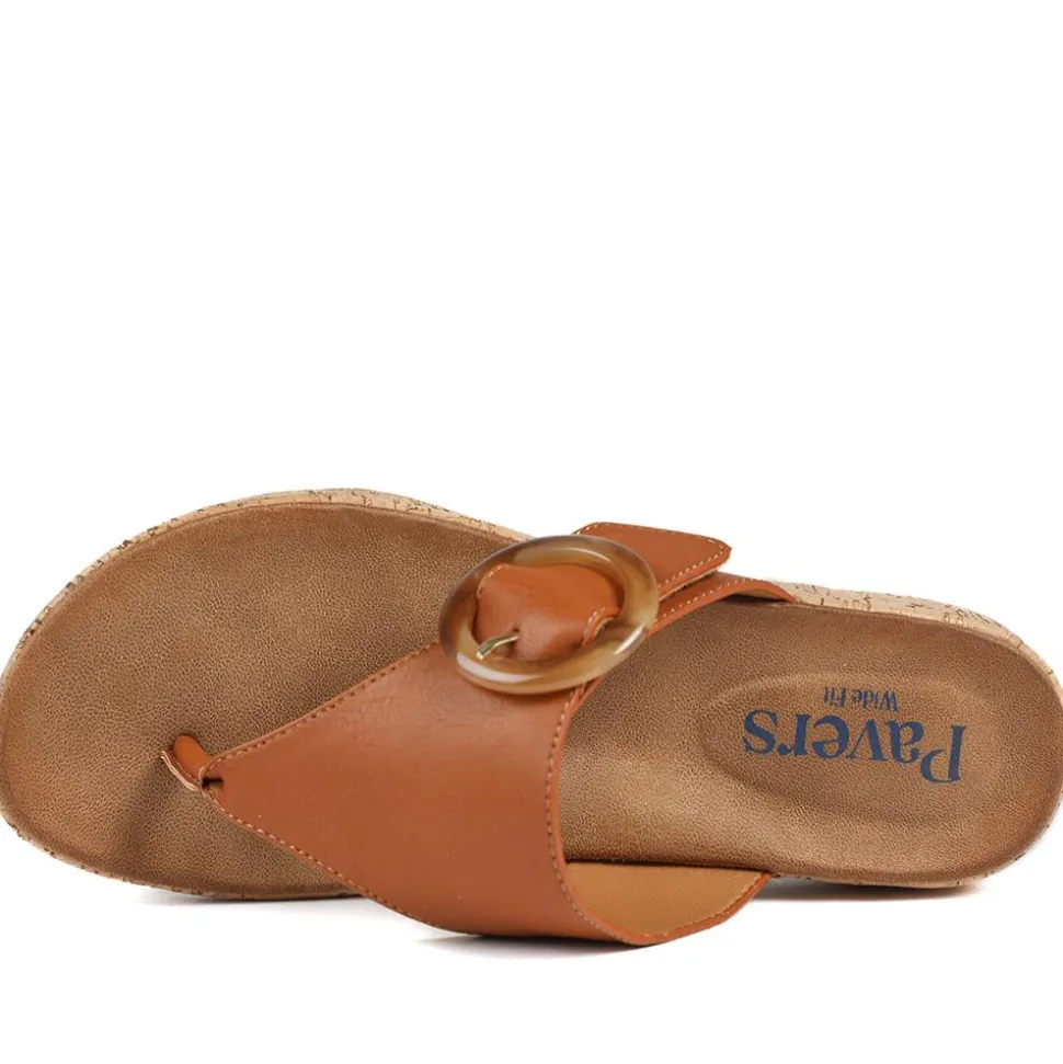 Wide Fit Comfort Toe Post Sandals - Tan