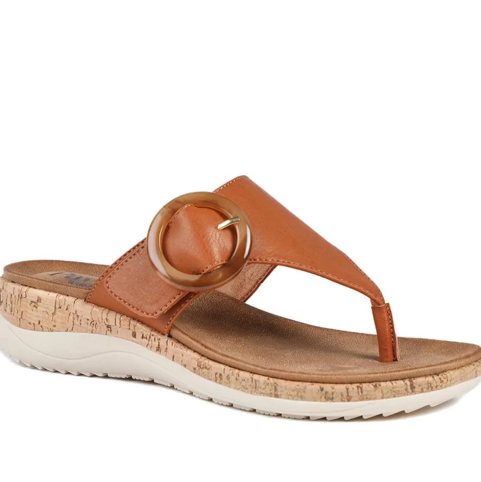 Wide Fit Comfort Toe Post Sandals - Tan