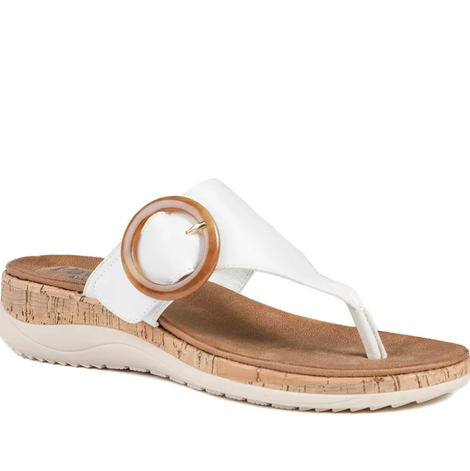 Wide Fit Comfort Toe Post Sandals - White