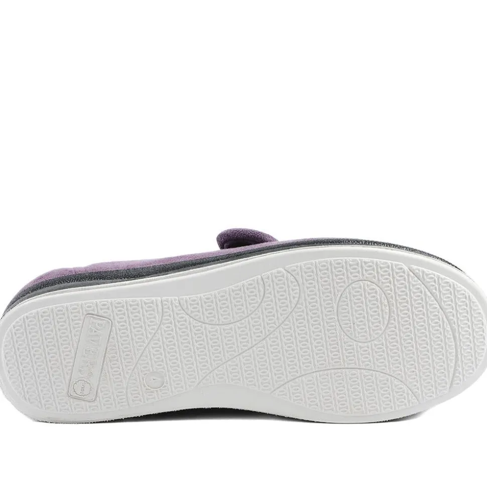 Wide Fit Cosy Adjustable Fasten Slippers - Lilac