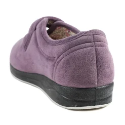 Wide Fit Cosy Adjustable Fasten Slippers - Lilac