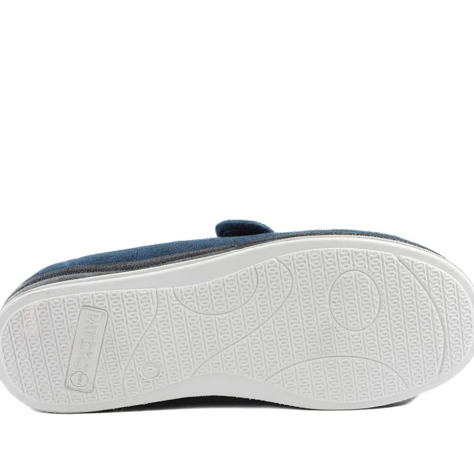 Wide Fit Cosy Adjustable Fasten Slippers - Navy