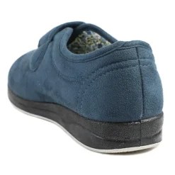 Wide Fit Cosy Adjustable Fasten Slippers - Navy