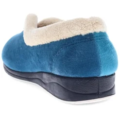 Wide Fit Cosy Antibacterial Full Slippers - Blue Teal