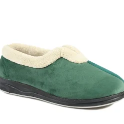 Wide Fit Cosy Antibacterial Full Slippers - Green