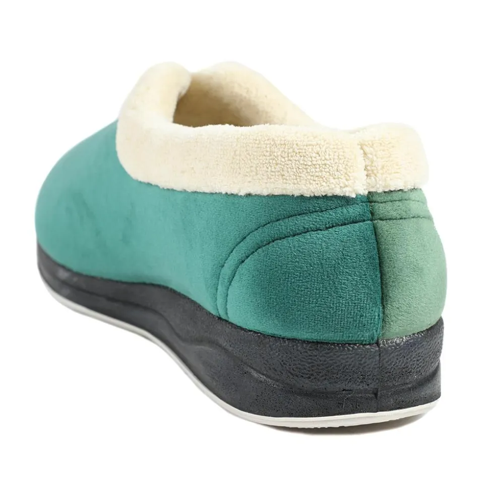 Wide Fit Cosy Antibacterial Full Slippers - Green