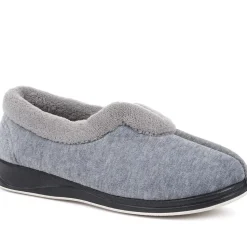 Wide Fit Cosy Antibacterial Full Slippers - Grey