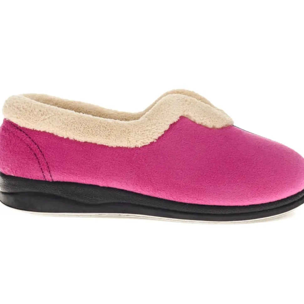 Wide Fit Cosy Antibacterial Full Slippers - Navy Raspberry