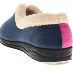 Wide Fit Cosy Antibacterial Full Slippers - Navy Raspberry