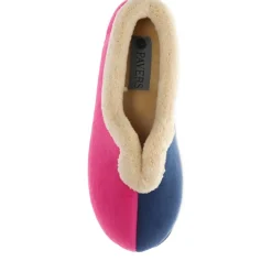 Wide Fit Cosy Antibacterial Full Slippers - Navy Raspberry