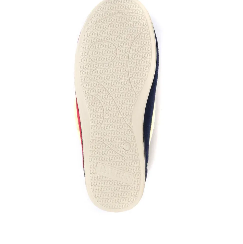 Wide Fit Cosy Antibacterial Full Slippers - Navy-Red