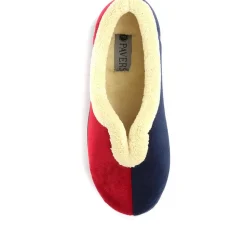 Wide Fit Cosy Antibacterial Full Slippers - Navy-Red