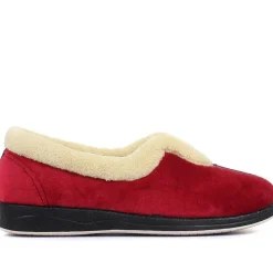 Wide Fit Cosy Antibacterial Full Slippers - Navy-Red