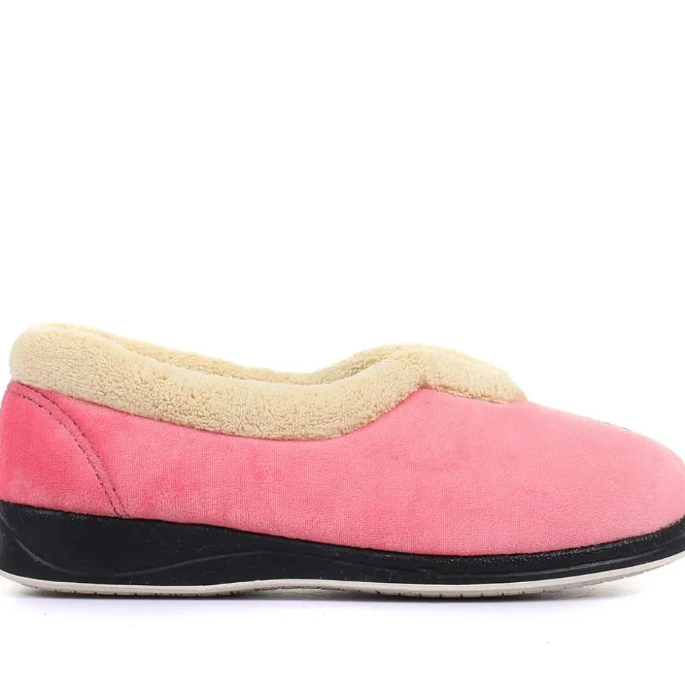 Wide Fit Cosy Antibacterial Full Slippers - Pink Multi