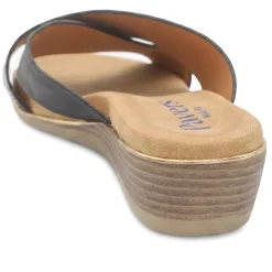 Wide Fit Cross Strap Mule Sandals - Black