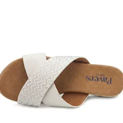 Wide Fit Cross Strap Mule Sandals - White