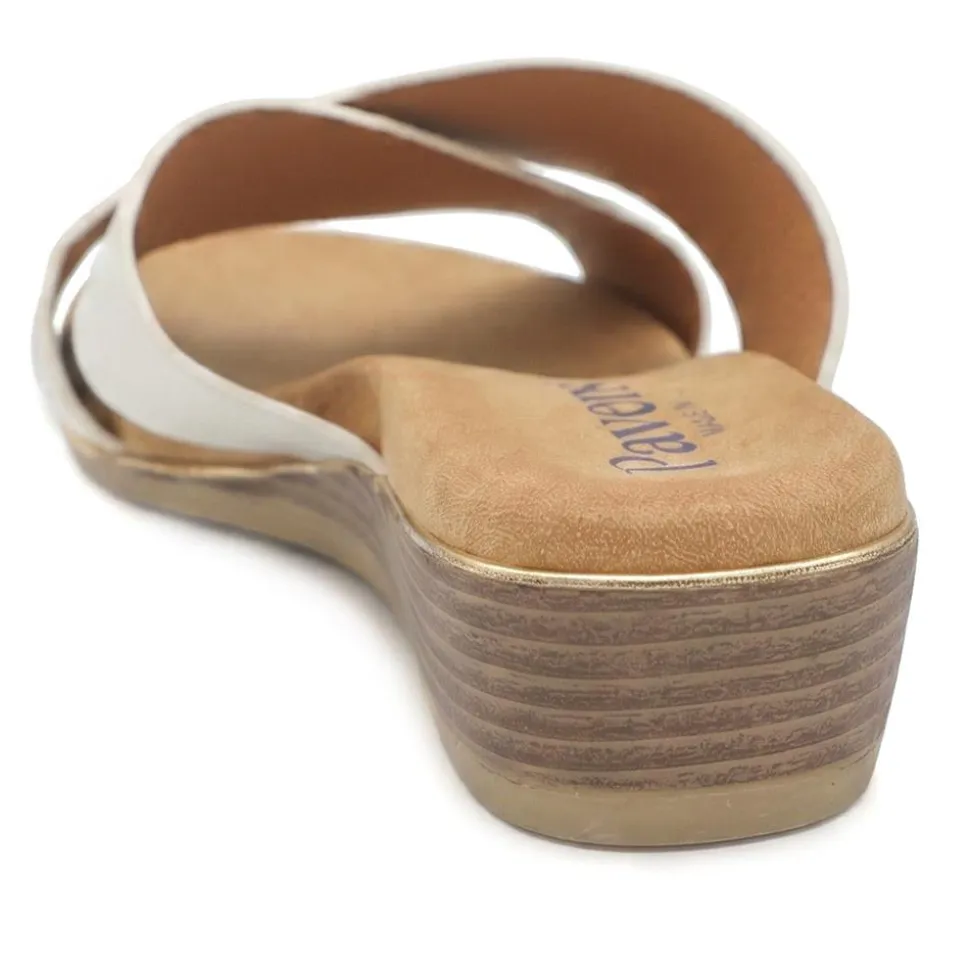 Wide Fit Cross Strap Mule Sandals - White