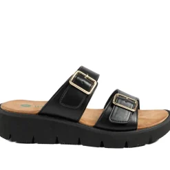 Wide Fit Cushioned Buckled Sandals - Black
