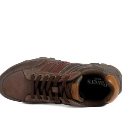 Wide Fit Cushioned Rugged Lace Up Shoes - Brown