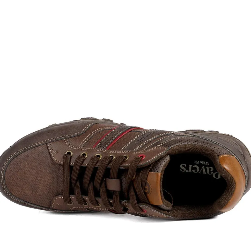 Wide Fit Cushioned Rugged Lace Up Shoes - Brown