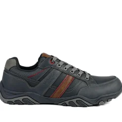 Wide Fit Cushioned Rugged Lace Up Shoes - Navy