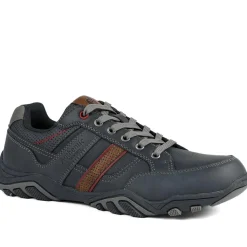 Wide Fit Cushioned Rugged Lace Up Shoes - Navy
