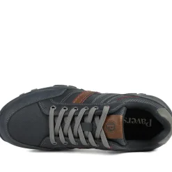 Wide Fit Cushioned Rugged Lace Up Shoes - Navy