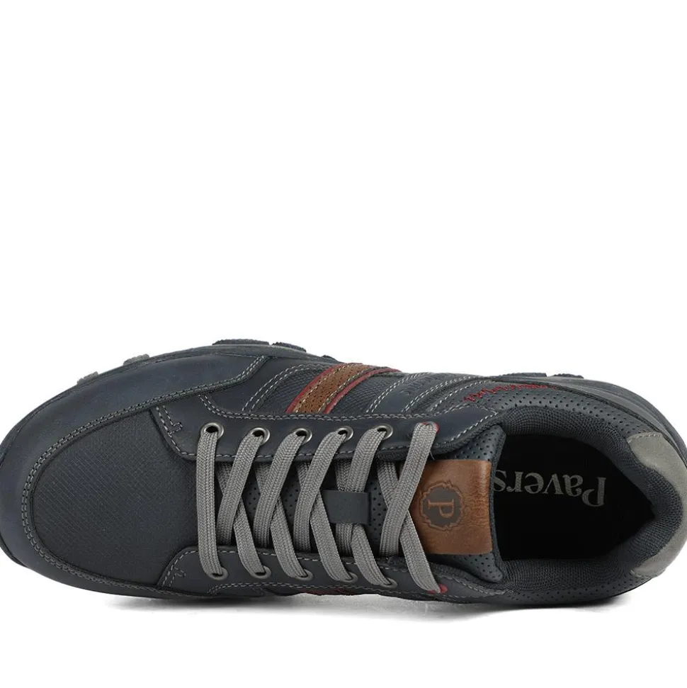 Wide Fit Cushioned Rugged Lace Up Shoes - Navy