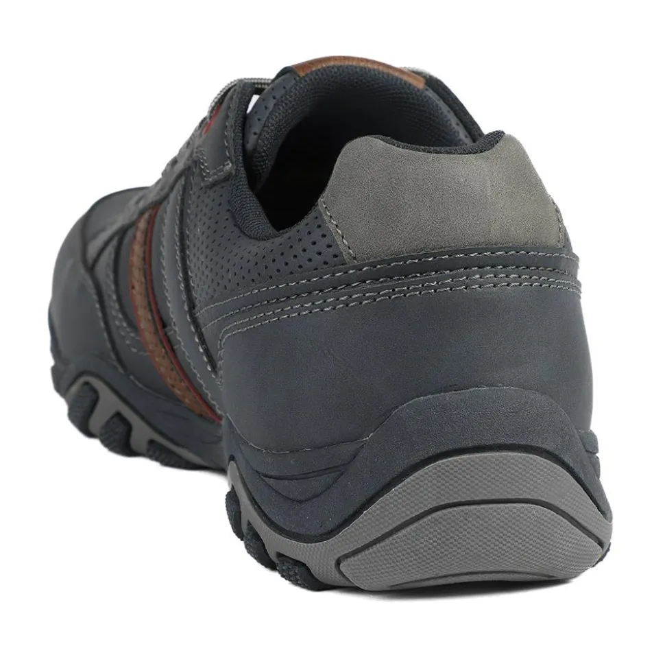 Wide Fit Cushioned Rugged Lace Up Shoes - Navy