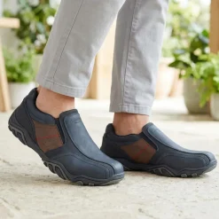 Wide Fit Cushioned Slip On Shoes - Navy