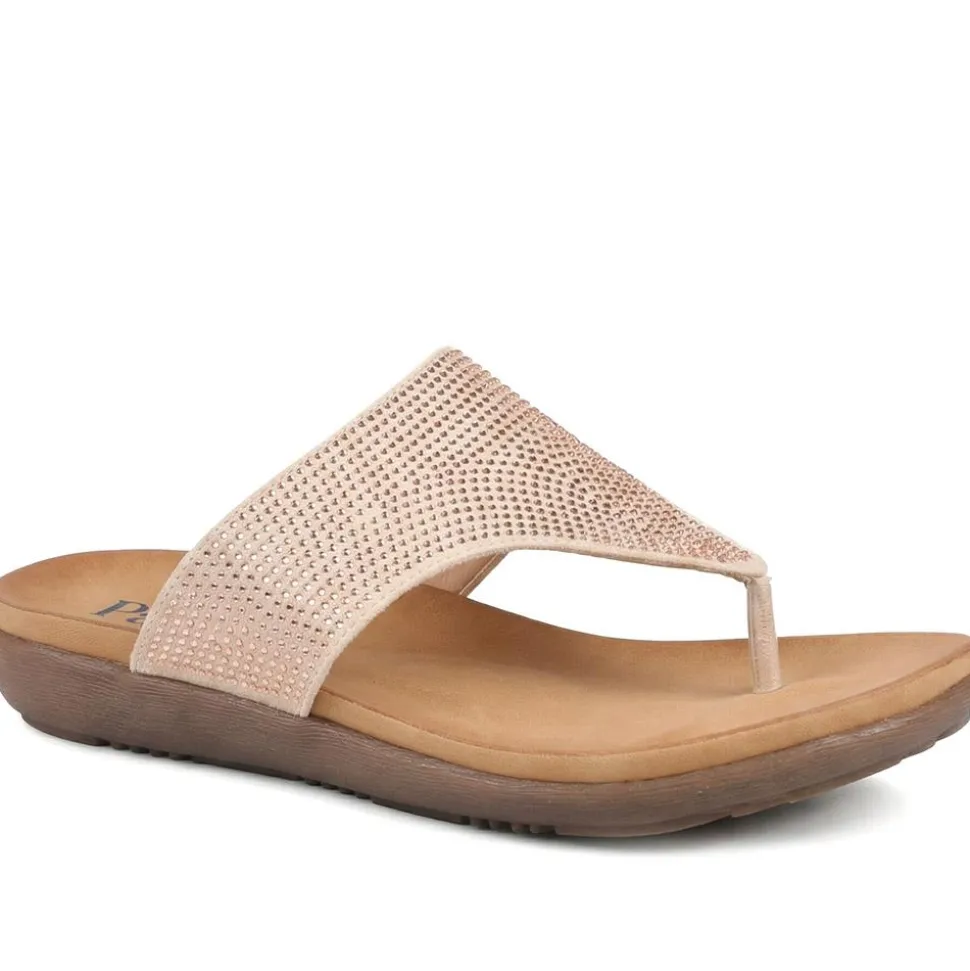 Wide Fit Cushioned Toe Post Sandals - Blush